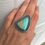 Blue Opal Petrified Wood Ring or Pendant- Sterling Silver and Indonesian Opalized Petrified Wood- Finished to Size