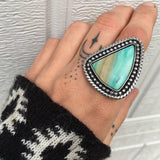 Blue Opal Petrified Wood Ring or Pendant- Sterling Silver and Indonesian Opalized Petrified Wood- Finished to Size