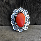 Ornate Hand-Stamped Rosarita Ring or Pendant- Sterling Silver and Rosarita Overlay Ring- Finished to Size