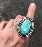 Large Royston Turquoise Ring- Sterling Silver and Natural Turquoise- Finished to Size