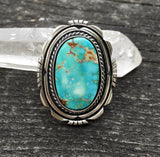 Large Royston Turquoise Ring- Sterling Silver and Natural Turquoise- Finished to Size