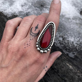 Teardrop Rosarita Ring- Sterling Silver and Red Rosarita- Finished to Size or as a Pendant