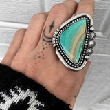 Blue Opal Petrified Wood Ring or Pendant- Sterling Silver and Indonesian Opalized Petrified Wood- Finished to Size