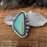 Blue Opal Petrified Wood Ring or Pendant- Sterling Silver and Indonesian Opalized Petrified Wood- Finished to Size