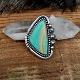 Blue Opal Petrified Wood Ring or Pendant- Sterling Silver and Indonesian Opalized Petrified Wood- Finished to Size