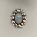 Large Rainbow Moonstone Super Bubble Ring or Pendant- Sterling Silver- Finished to Size