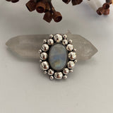 Large Rainbow Moonstone Super Bubble Ring or Pendant- Sterling Silver- Finished to Size