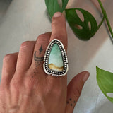 Beachy Endless Summer Statement Ring or Pendant- Sterling Silver and Blue Opal Petrified Wood- Finished to Size