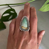 Beachy Endless Summer Statement Ring or Pendant- Sterling Silver and Blue Opal Petrified Wood- Finished to Size