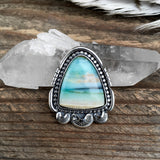 Blue Opal Petrified Wood Ring or Pendant- Sterling Silver and Indonesian Opalized Petrified Wood- Finished to Size