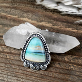 Blue Opal Petrified Wood Ring or Pendant- Sterling Silver and Indonesian Opalized Petrified Wood- Finished to Size