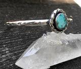 Stamped Turquoise Cuff Bracelet- Sterling Silver and Sierra Nevada Turquoise Stacker Cuff- Size M/L