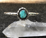 Stamped Turquoise Cuff Bracelet- Sterling Silver and Sierra Nevada Turquoise Stacker Cuff- Size M/L