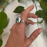 Simple Turquoise Ring- Size 7- Hand Stamped Sterling Silver and Sierra Nevada Ribbon Turquoise