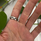 Simple Turquoise Ring- Size 7- Hand Stamped Sterling Silver and Sierra Nevada Ribbon Turquoise