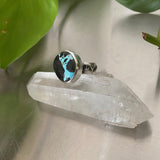 Simple Turquoise Ring- Size 7- Hand Stamped Sterling Silver and Sierra Nevada Ribbon Turquoise