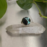 Simple Turquoise Ring- Size 7- Hand Stamped Sterling Silver and Sierra Nevada Ribbon Turquoise