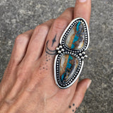 2 Stone Ribbon Turquoise Ring- Sterling Silver and Easter Blue Turquoise Statement Ring- Finished to Size or as Pendant