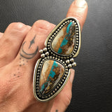 2 Stone Ribbon Turquoise Ring- Sterling Silver and Easter Blue Turquoise Statement Ring- Finished to Size or as Pendant