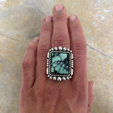 Large Chalcosiderite Square Ring or Pendant- Sterling Silver and New Lander Chalcosiderite- Finished to Size