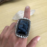 Large Square Pietersite Ring- Sterling Silver and Pietersite- Finished to Size