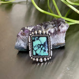 Large Chalcosiderite Square Ring or Pendant- Sterling Silver and New Lander Chalcosiderite- Finished to Size