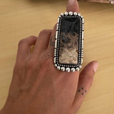 Huge Petrified Palm Root Ring- Sterling Silver and Palm Root- Finished to Size