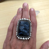 Large Square Pietersite Ring- Sterling Silver and Pietersite- Finished to Size