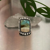 Chunky Square Endless Summer Ring or Pendant- Sterling Silver and Blue Opal Petrified Wood- Finished to Size