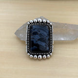 Large Square Pietersite Ring- Sterling Silver and Pietersite- Finished to Size