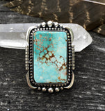 Huge Square Royston Turquoise Ring- Sterling Silver and Natural Turquoise- Finished to Size
