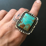 Large Square Royston Turquoise Ring or Pendant- Sterling Silver and Turquoise- Finished to Size
