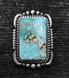 Huge Square Royston Turquoise Ring- Sterling Silver and Natural Turquoise- Finished to Size