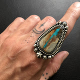 Celestial Easter Blue Ribbon Turquoise Ring- Sterling Silver and Easter Blue Turquoise Statement Ring- Finished to Size or as Pendant