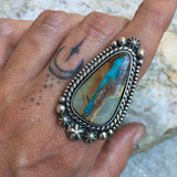 Celestial Easter Blue Ribbon Turquoise Ring- Sterling Silver and Easter Blue Turquoise Statement Ring- Finished to Size or as Pendant