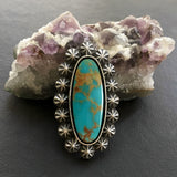 Large Royston Turquoise Celestial Ring or Pendant- Sterling Silver Turquoise Statement Ring- Finished to Size