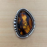 Huge Amber Statement Ring- Sterling Silver and Mayan Amber - Finished to Size