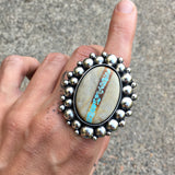 Royston Ribbon Super Bubble Ring- Sterling Silver and Royston Turquoise Statement Ring- Finished to Size or as Pendant