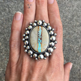 Royston Ribbon Super Bubble Ring- Sterling Silver and Royston Turquoise Statement Ring- Finished to Size or as Pendant