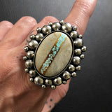 Royston Ribbon Super Bubble Ring- Sterling Silver and Royston Turquoise Statement Ring- Finished to Size or as Pendant