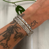 3 Stamped Sterling Stacker Cuffs- Sun, Moon, and Pyramids design- Set of 3 Silver Bracelets
