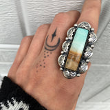 Blue Opal Petrified Wood Overlay Ring or Pendant- Sterling Silver and Indonesian Opalized Petrified Wood- Finished to Size