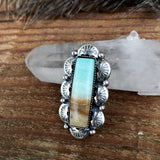 Blue Opal Petrified Wood Overlay Ring or Pendant- Sterling Silver and Indonesian Opalized Petrified Wood- Finished to Size