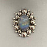 Large Rainbow Moonstone Super Bubble Ring or Pendant- Sterling Silver- Finished to Size