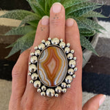 Huge Banded Agate and Sterling Silver Super Bubble Ring or Pendant- Finished to Size