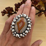 Huge Banded Agate and Sterling Silver Super Bubble Ring or Pendant- Finished to Size