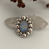 Large Rainbow Moonstone Super Bubble Ring or Pendant- Sterling Silver- Finished to Size