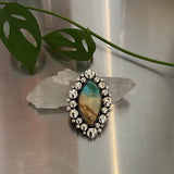 Huge Endless Summer Super Bubble Ring or Pendant- Sterling Silver and Blue Opal Petrified Wood- Finished to Size