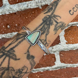 Stamped Wide Endless Summer Stacker Cuff- Sterling Silver and Blue Opal Petrified Wood Bracelet- Size M/L