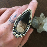 Petrified Palm Root Statement Ring- Sterling Silver and Petrified Palm- Finished to Size